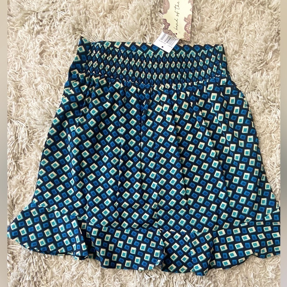 NWT Band of the Free Gypsy 70’s Retro Disco Teal Diamond Mini Skirt Size XS - Picture 2 of 13
